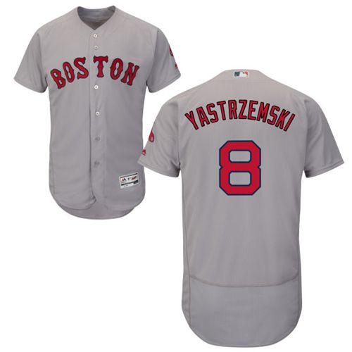 Red Sox #8 Carl Yastrzemski Grey Flexbase Authentic Collection Stitched MLB Jersey Red Sox #8 Carl Yastrzemski Grey Flexbase Authentic Collection Stitched MLB Jersey