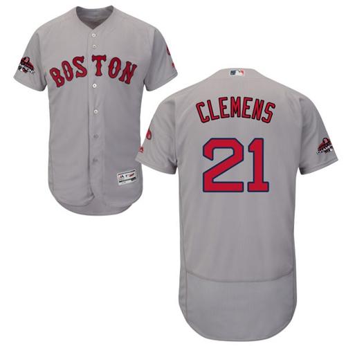 Red Sox #21 Roger Clemens Grey Flexbase Authentic Collection 2018 World Series Champions Stitched MLB Jersey Red Sox #21 Roger Clemens Grey Flexbase Authentic Collection 2018 World Series Champions Stitched MLB Jersey