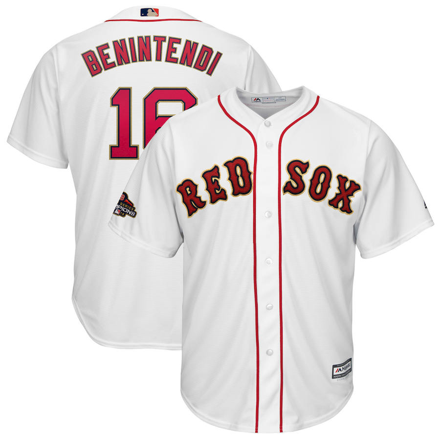 Boston Red Sox #16 Andrew Benintendi Majestic 2019 Gold Program Cool Base Player Jersey White Boston Red Sox #16 Andrew Benintendi Majestic 2019 Gold Program Cool Base Player Jersey White