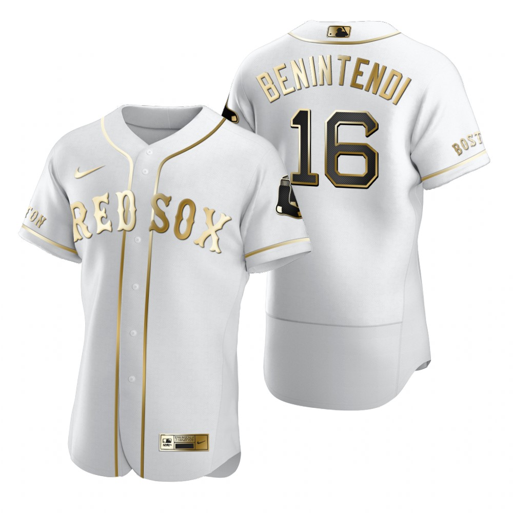 Boston Red Sox #16 Andrew Benintendi White Nike Men's Authentic Golden Edition MLB Jersey Boston Red Sox #16 Andrew Benintendi White Nike Men's Authentic Golden Edition MLB Jersey