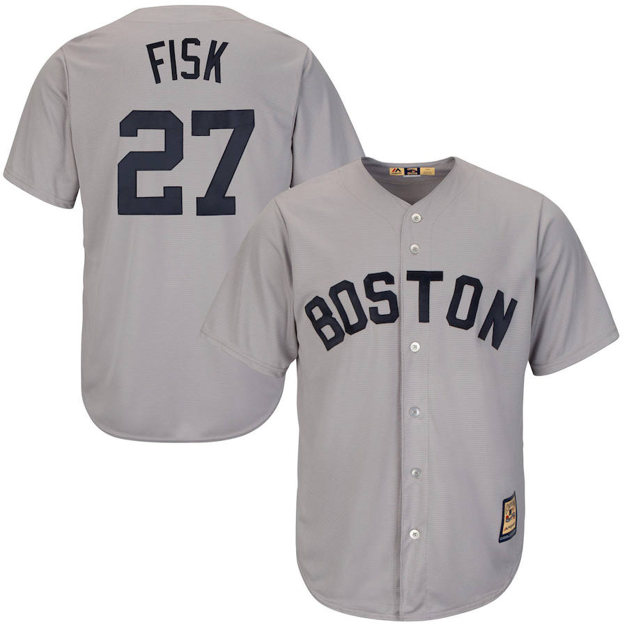 Boston Red Sox #27 Carlton Fisk Majestic Cool Base Cooperstown Collection Player Jersey Gray Boston Red Sox #27 Carlton Fisk Majestic Cool Base Cooperstown Collection Player Jersey Gray
