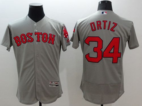 Red Sox #34 David Ortiz Grey Flexbase Authentic Collection Stitched MLB Jersey Red Sox #34 David Ortiz Grey Flexbase Authentic Collection Stitched MLB Jersey