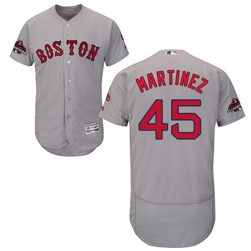 Red Sox #45 Pedro Martinez Grey Flexbase Authentic Collection 2018 World Series Champions Stitched MLB Jersey Red Sox #45 Pedro Martinez Grey Flexbase Authentic Collection 2018 World Series Champions Stitched MLB Jersey