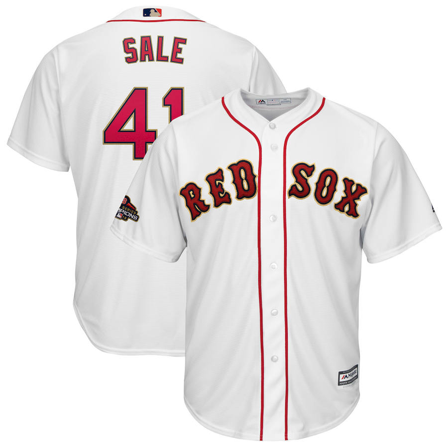 Boston Red Sox #41 Chris Sale Majestic 2019 Gold Program Cool Base Player Jersey White Boston Red Sox #41 Chris Sale Majestic 2019 Gold Program Cool Base Player Jersey White