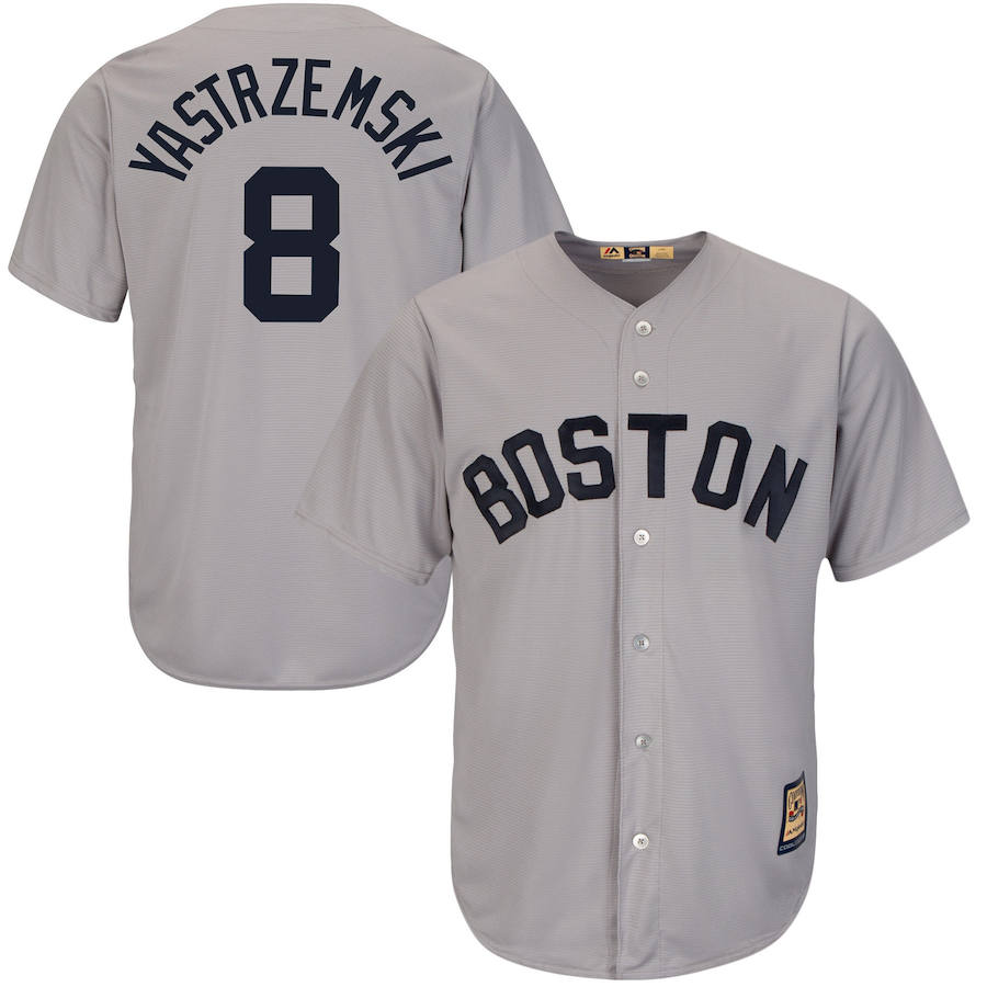 Boston Red Sox #8 Carl Yastrzemski Majestic Cool Base Cooperstown Collection Player Jersey Gray Boston Red Sox #8 Carl Yastrzemski Majestic Cool Base Cooperstown Collection Player Jersey Gray