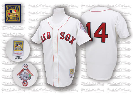Mitchell And Ness 1987 Red Sox #14 Jim Rice White Throwback Stitched MLB Jersey Mitchell And Ness 1987 Red Sox #14 Jim Rice White Throwback Stitched MLB Jersey