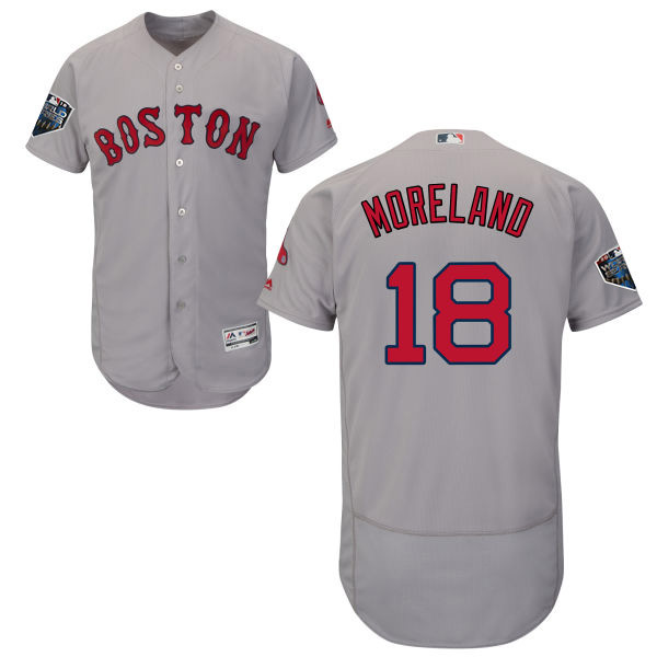 Red Sox #18 Mitch Moreland Grey Flexbase Authentic Collection 2018 World Series Stitched MLB Jersey Red Sox #18 Mitch Moreland Grey Flexbase Authentic Collection 2018 World Series Stitched MLB Jersey