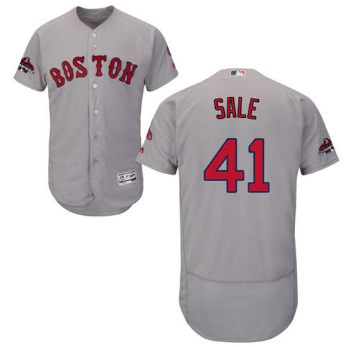 Red Sox #41 Chris Sale Grey Flexbase Authentic Collection 2018 World Series Champions Stitched MLB Jersey Red Sox #41 Chris Sale Grey Flexbase Authentic Collection 2018 World Series Champions Stitched MLB Jersey