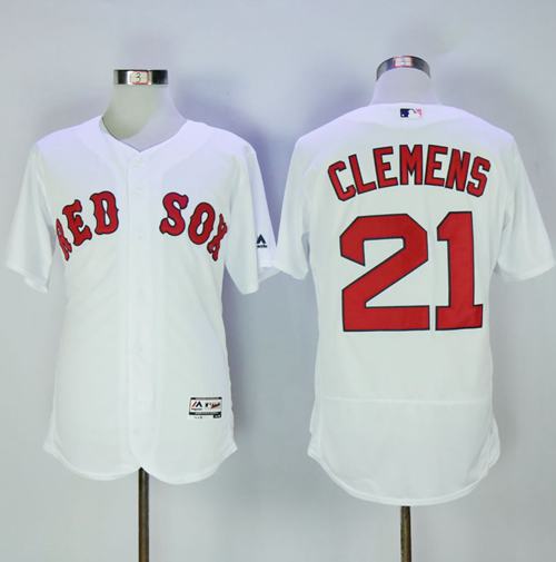 Red Sox #21 Roger Clemens White Flexbase Authentic Collection Stitched MLB Jersey Red Sox #21 Roger Clemens White Flexbase Authentic Collection Stitched MLB Jersey
