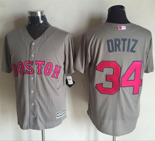 Red Sox #34 David Ortiz Grey New Cool Base Mother's Day Stitched MLB Jersey Red Sox #34 David Ortiz Grey New Cool Base Mother's Day Stitched MLB Jersey