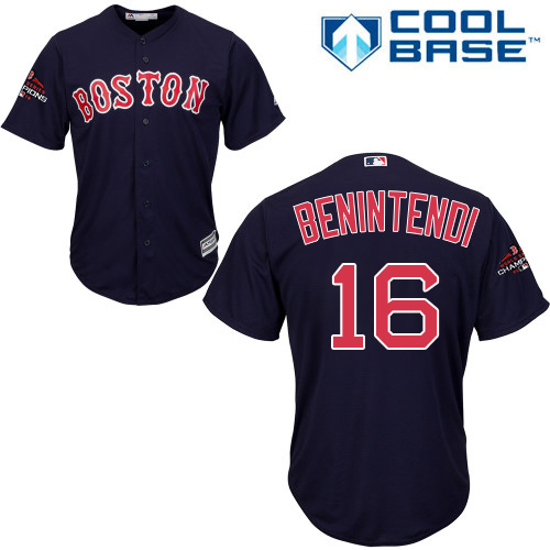 Red Sox #16 Andrew Benintendi Navy Blue New Cool Base 2018 World Series Champions Stitched MLB Jersey Red Sox #16 Andrew Benintendi Navy Blue New Cool Base 2018 World Series Champions Stitched MLB Jersey