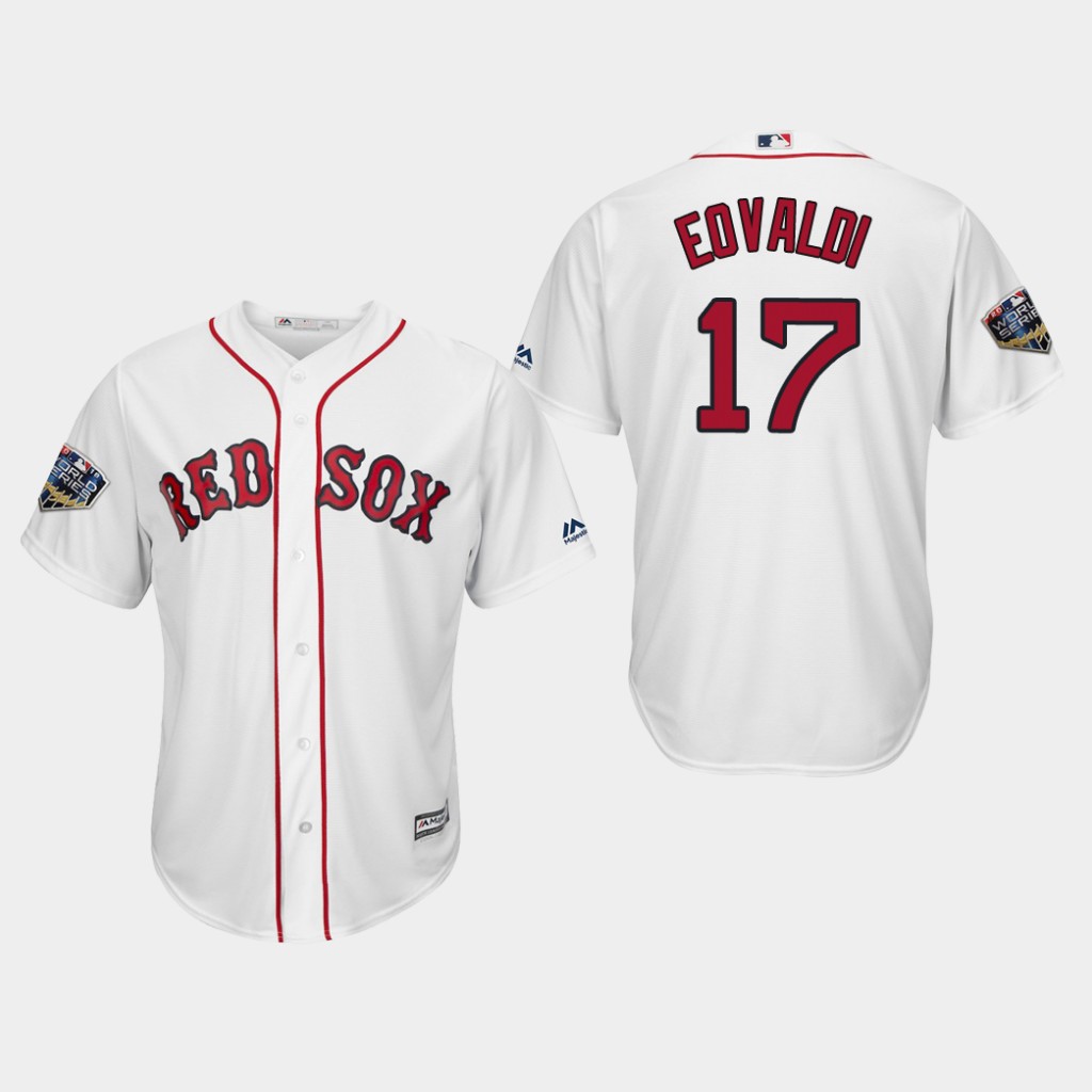 Red Sox #17 Nathan Eovaldi White New Cool Base 2018 World Series Stitched MLB Jersey Red Sox #17 Nathan Eovaldi White New Cool Base 2018 World Series Stitched MLB Jersey
