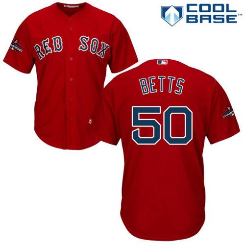 Red Sox #50 Mookie Betts Red New Cool Base 2018 World Series Champions Stitched MLB Jersey Red Sox #50 Mookie Betts Red New Cool Base 2018 World Series Champions Stitched MLB Jersey