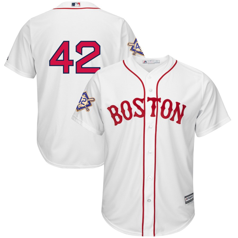 Boston Red Sox #42 Majestic 2019 Jackie Robinson Day Official Cool Base Jersey White Boston Red Sox #42 Majestic 2019 Jackie Robinson Day Official Cool Base Jersey White