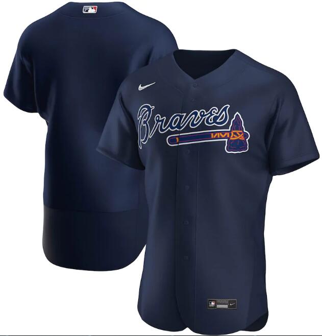 Men's Atlanta Braves Blank Navy MLB Flex Base Stitched Jersey