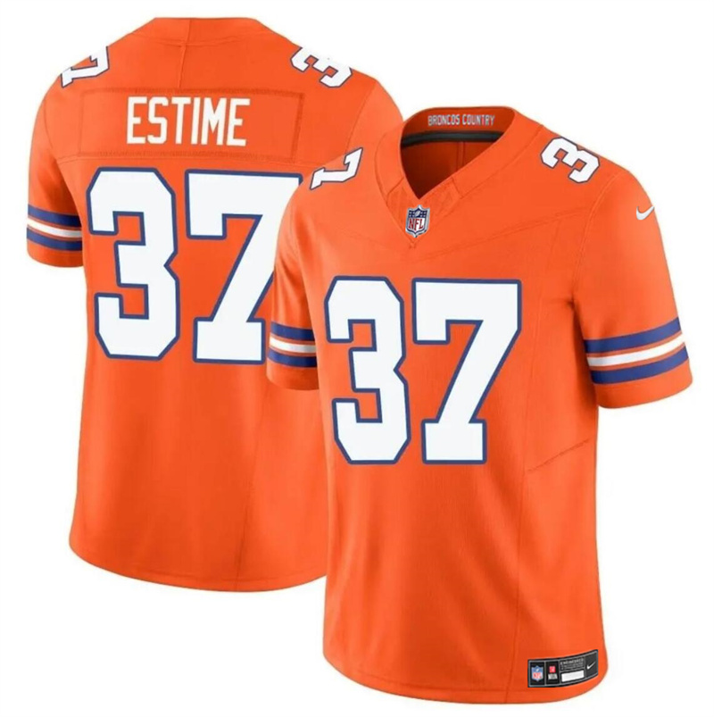 Men's Denver Broncos #37 Audric Estime Orange F.U.S.E. Mile High Collection 1977 Throwback Vapor Limited Stitched Football Jersey Men's Denver Broncos #37 Audric Estime Orange F.U.S.E. Mile High Collection 1977 Throwback Vapor Limited Stitched Football Jersey