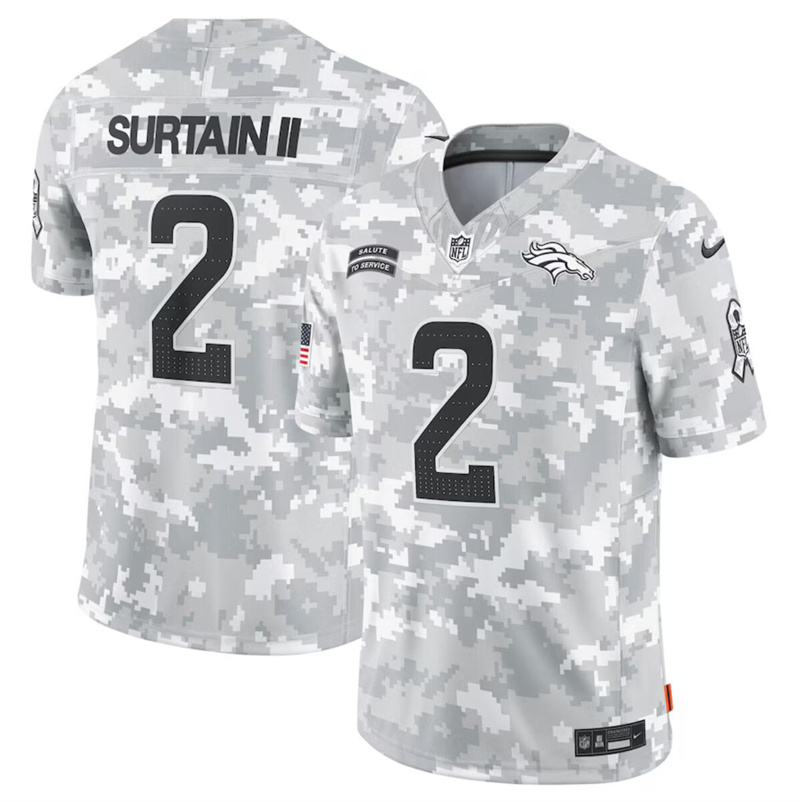 Men's Denver Broncos #2 Patrick Surtain II 2024 F.U.S.E Arctic Camo Salute to Service Limited Stitched Football Jersey Men's Denver Broncos #2 Patrick Surtain II 2024 F.U.S.E Arctic Camo Salute to Service Limited Stitched Football Jersey