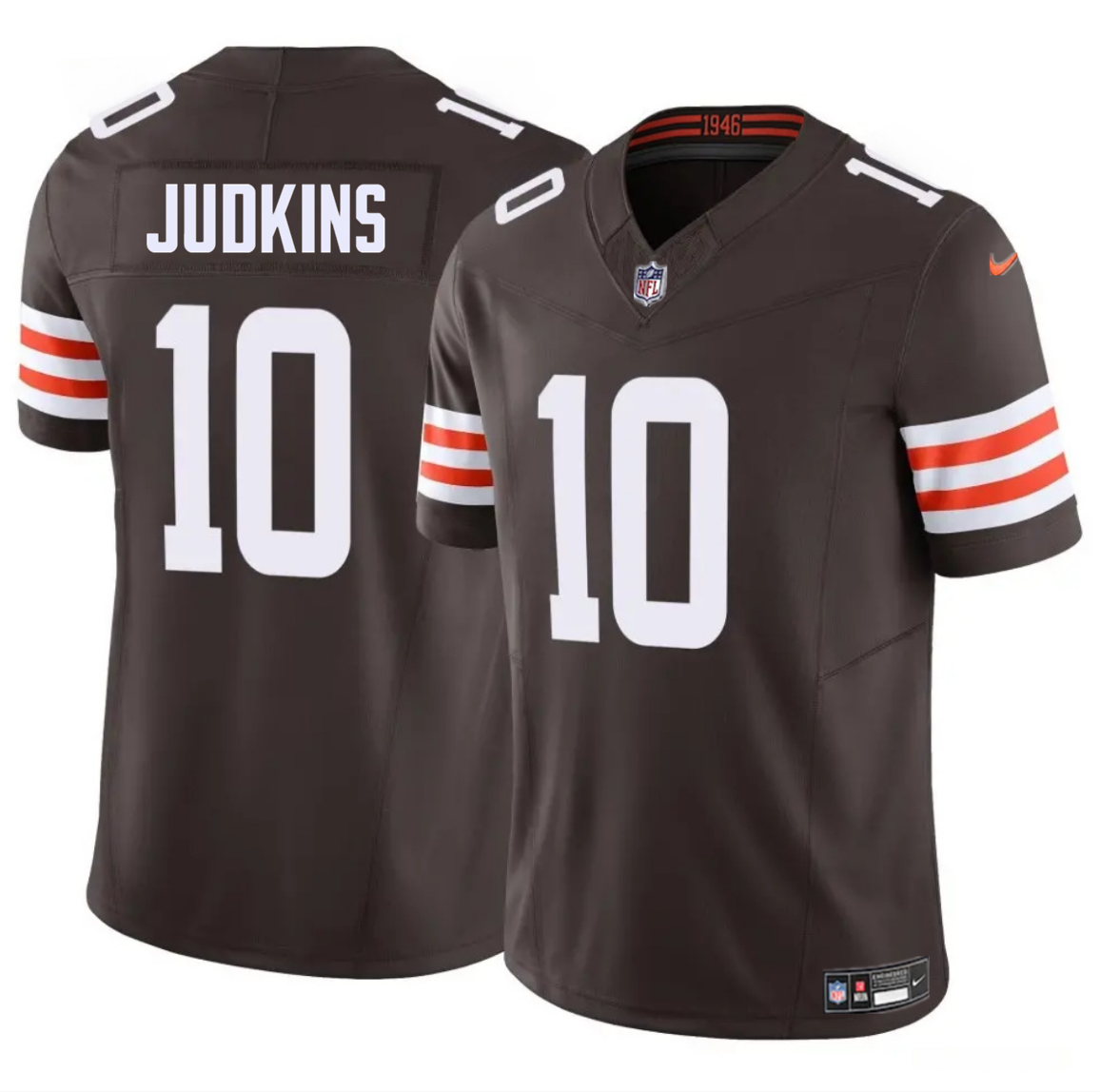 Men's Cleveland Browns #10 Quinshon Judkins Brown 2025 Draft F.U.S.E. Vapor Limited Stitched Football Jersey Men's Cleveland Browns #10 Quinshon Judkins Brown 2025 Draft F.U.S.E. Vapor Limited Stitched Football Jersey
