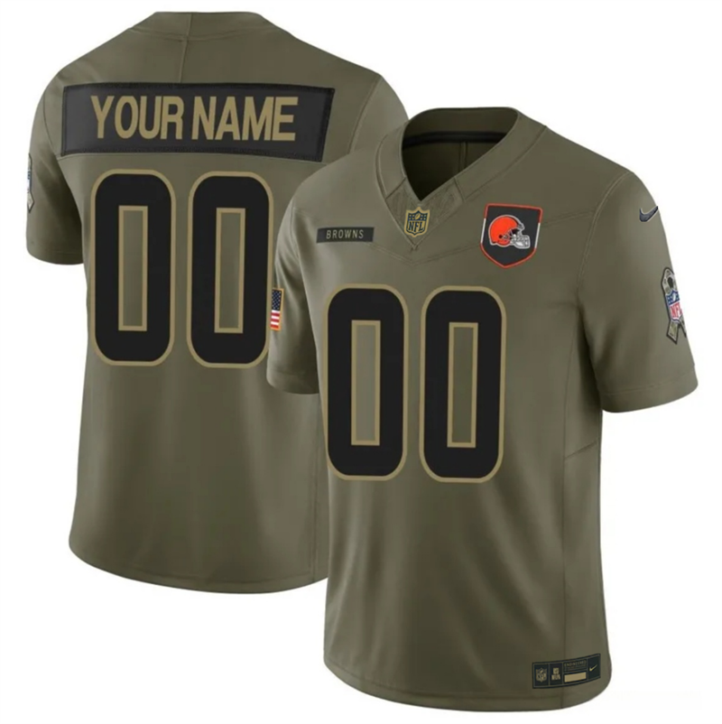 Men's Cleveland Browns Active Player Custom Olive 2025 F.U.S.E. Salute to Service Limited Stitched Football Jersey