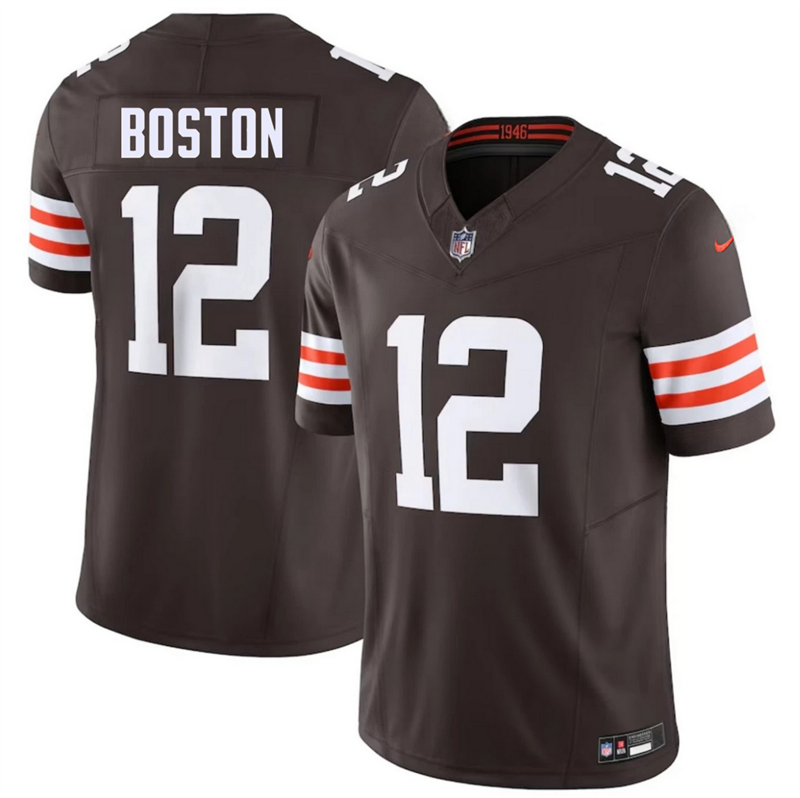 Men's Cleveland Browns #12 Denzel Boston Brown 2026 Draft F.U.S.E. Vapor Limited Stitched Football Jersey Men's Cleveland Browns #12 Denzel Boston Brown 2026 Draft F.U.S.E. Vapor Limited Stitched Football Jersey