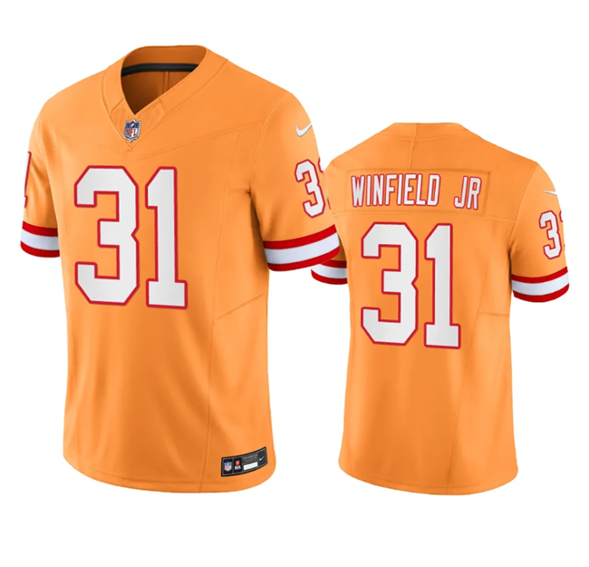 Men's Tampa Bay Buccaneers #31 Antoine Winfield Jr. Orange 2023 F.U.S.E. Throwback Limited Stitched Jersey Men's Tampa Bay Buccaneers #31 Antoine Winfield Jr. Orange 2023 F.U.S.E. Throwback Limited Stitched Jersey