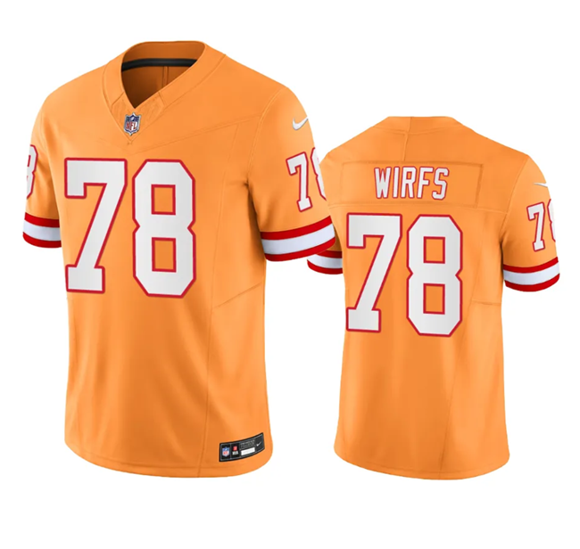 Men's Tampa Bay Buccaneers #78 Tristan Wirfs Orange 2023 F.U.S.E.Throwback Limited Stitched Jersey