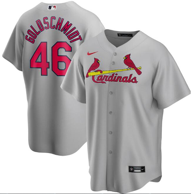 Men's St. Louis Cardinals #46 Paul Goldschmidt Grey MLB Cool Base Stitched Jersey Men's St. Louis Cardinals #46 Paul Goldschmidt Grey MLB Cool Base Stitched Jersey