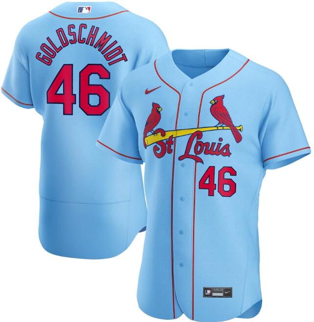 Men's St. Louis Cardinals #46 Paul Goldschmidt Blue MLB Flex Base Stitched Jersey Men's St. Louis Cardinals #46 Paul Goldschmidt Blue MLB Flex Base Stitched Jersey
