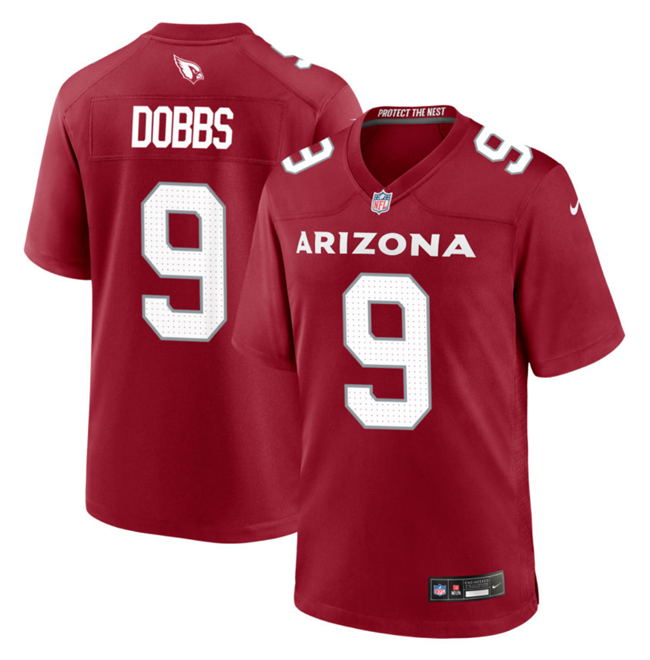 Men's Arizona Cardinals #9 Joshua Dobbs Red 2023 Stitched Game Football Jersey Men's Arizona Cardinals #9 Joshua Dobbs Red 2023 Stitched Game Football Jersey