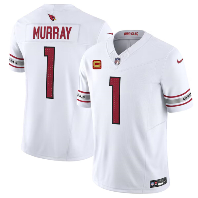 Men's Arizona Cardinals #1 Kyler Murray White 2024 F.U.S.E. With 4-Star C Patch Vapor Untouchable Limited Stitched Football Jersey Men's Arizona Cardinals #1 Kyler Murray White 2024 F.U.S.E. With 4-Star C Patch Vapor Untouchable Limited Stitched Football Jersey
