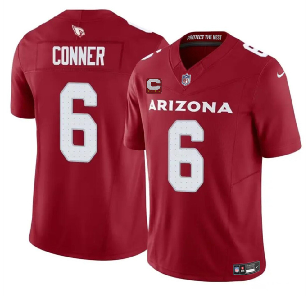Men's Arizona Cardinals #6 James Conner Red 2025 F.U.S.E. With 4-Star C Patch Vapor Untouchable Limited Stitched Jersey Men's Arizona Cardinals #6 James Conner Red 2025 F.U.S.E. With 4-Star C Patch Vapor Untouchable Limited Stitched Jersey