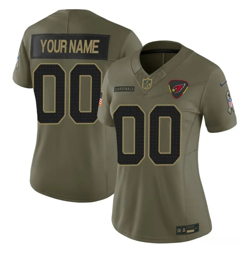 Women's Arizona Cardinals Active Player Custom Olive 2025 F.U.S.E. Salute to Service Limited Stitched Football Jersey(Run Small)