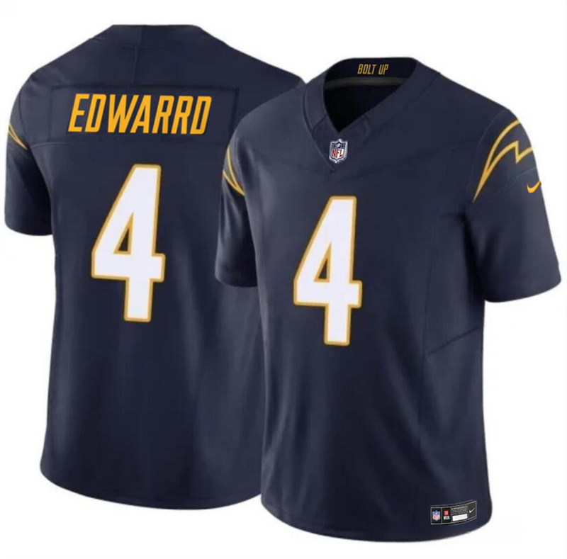 Men's Los Angeles Chargers #4 Gus Edwards Navy 2024 F.U.S.E. Vapor Limited Stitched Football Jersey Men's Los Angeles Chargers #4 Gus Edwards Navy 2024 F.U.S.E. Vapor Limited Stitched Football Jersey