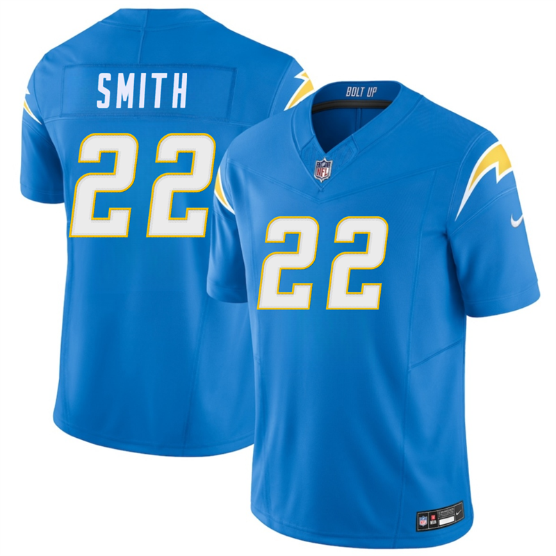 Men's Los Angeles Chargers #22 Genesis Smith Blue 2026 F.U.S.E. Vapor Limited Stitched Football Jersey