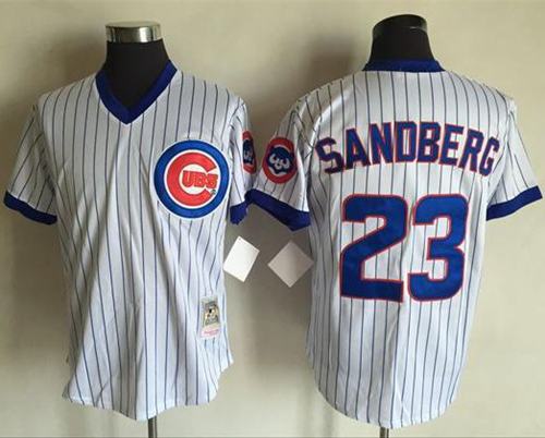 Mitchell And Ness Cubs #23 Ryne Sandberg White(Blue Strip) Throwback Stitched MLB Jersey Mitchell And Ness Cubs #23 Ryne Sandberg White(Blue Strip) Throwback Stitched MLB Jersey
