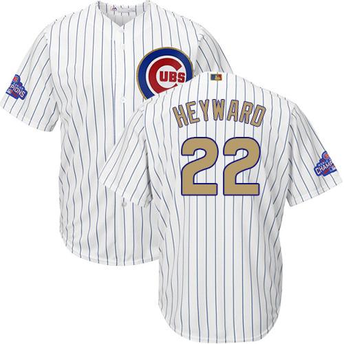 Cubs #22 Jason Heyward White(Blue Strip) 2017 Gold Program Cool Base Stitched MLB Jersey Cubs #22 Jason Heyward White(Blue Strip) 2017 Gold Program Cool Base Stitched MLB Jersey