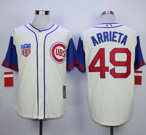 Cubs #49 Jake Arrieta Cream/Blue 1942 Turn Back The Clock Stitched MLB Jersey Cubs #49 Jake Arrieta Cream/Blue 1942 Turn Back The Clock Stitched MLB Jersey