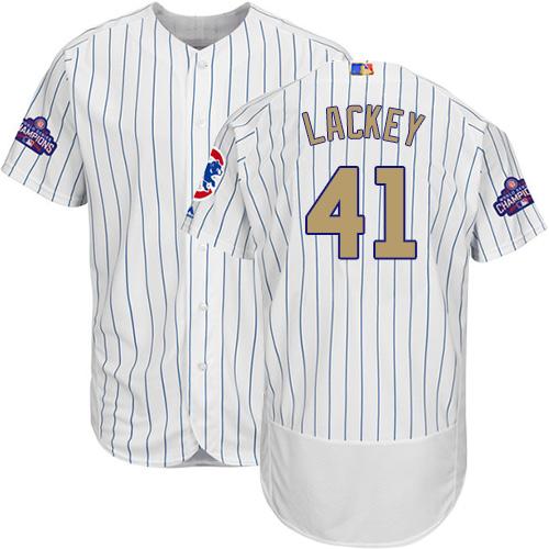 Cubs #41 John Lackey White(Blue Strip) Flexbase Authentic 2017 Gold Program Stitched MLB Jersey Cubs #41 John Lackey White(Blue Strip) Flexbase Authentic 2017 Gold Program Stitched MLB Jersey