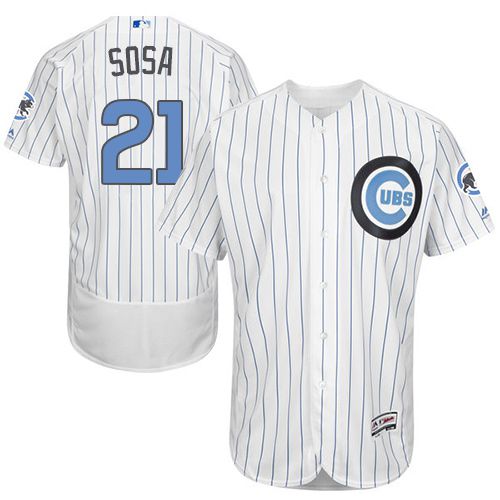 Cubs #21 Sammy Sosa White(Blue Strip) Flexbase Authentic Collection Father's Day Stitched MLB Jersey Cubs #21 Sammy Sosa White(Blue Strip) Flexbase Authentic Collection Father's Day Stitched MLB Jersey
