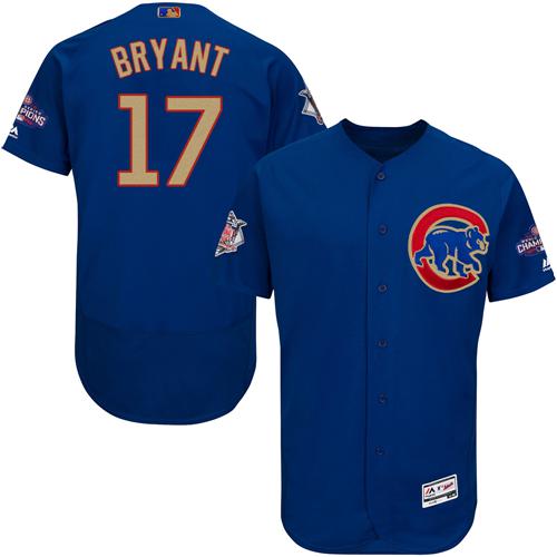 Cubs #17 Kris Bryant Blue Flexbase Authentic 2017 Gold Program Stitched MLB Jersey Cubs #17 Kris Bryant Blue Flexbase Authentic 2017 Gold Program Stitched MLB Jersey