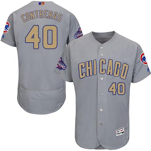 Cubs #40 Willson Contreras Grey Flexbase Authentic 2017 Gold Program Stitched MLB Jersey Cubs #40 Willson Contreras Grey Flexbase Authentic 2017 Gold Program Stitched MLB Jersey