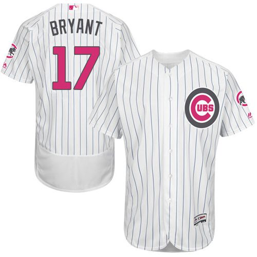 Cubs #17 Kris Bryant White(Blue Strip) Flexbase Authentic Collection Mother's Day Stitched MLB Jersey Cubs #17 Kris Bryant White(Blue Strip) Flexbase Authentic Collection Mother's Day Stitched MLB Jersey