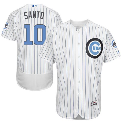 Cubs #10 Ron Santo White(Blue Strip) Flexbase Authentic Collection Father's Day Stitched MLB Jersey Cubs #10 Ron Santo White(Blue Strip) Flexbase Authentic Collection Father's Day Stitched MLB Jersey