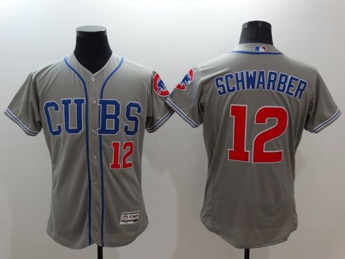 Cubs #12 Kyle Schwarber Grey Flexbase Authentic Collection Alternate Road Stitched MLB Jersey Cubs #12 Kyle Schwarber Grey Flexbase Authentic Collection Alternate Road Stitched MLB Jersey