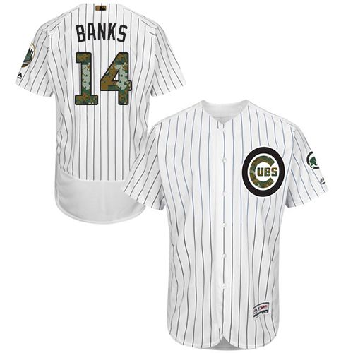 Cubs #14 Ernie Banks White(Blue Strip) Flexbase Authentic Collection Memorial Day Stitched MLB Jersey Cubs #14 Ernie Banks White(Blue Strip) Flexbase Authentic Collection Memorial Day Stitched MLB Jersey