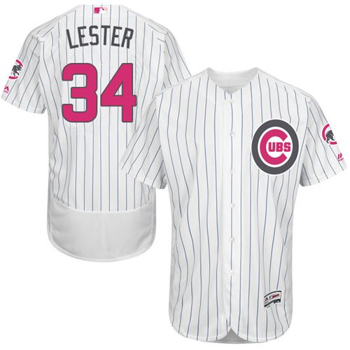 Cubs #34 Jon Lester White(Blue Strip) Flexbase Authentic Collection Mother's Day Stitched MLB Jersey Cubs #34 Jon Lester White(Blue Strip) Flexbase Authentic Collection Mother's Day Stitched MLB Jersey