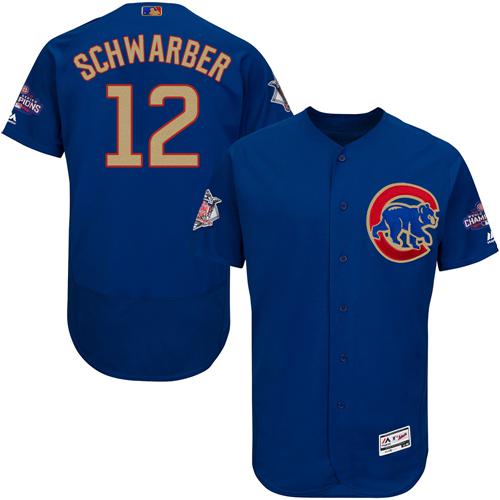 Cubs #12 Kyle Schwarber Blue Flexbase Authentic 2017 Gold Program Stitched MLB Jersey Cubs #12 Kyle Schwarber Blue Flexbase Authentic 2017 Gold Program Stitched MLB Jersey