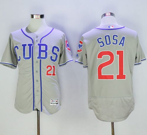 Cubs #21 Sammy Sosa Grey Flexbase Authentic Collection Alternate Road Stitched MLB Jersey Cubs #21 Sammy Sosa Grey Flexbase Authentic Collection Alternate Road Stitched MLB Jersey
