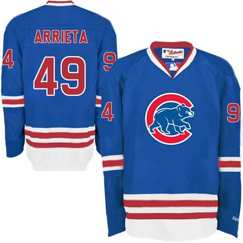 Cubs #49 Jake Arrieta Blue Long Sleeve Stitched MLB Jersey Cubs #49 Jake Arrieta Blue Long Sleeve Stitched MLB Jersey