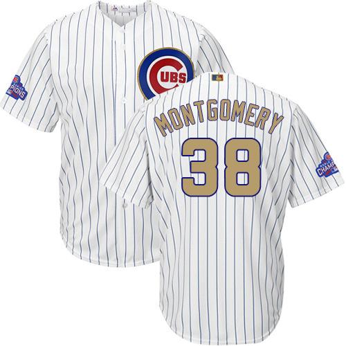 Cubs #38 Mike Montgomery White(Blue Strip) 2017 Gold Program Cool Base Stitched MLB Jersey Cubs #38 Mike Montgomery White(Blue Strip) 2017 Gold Program Cool Base Stitched MLB Jersey